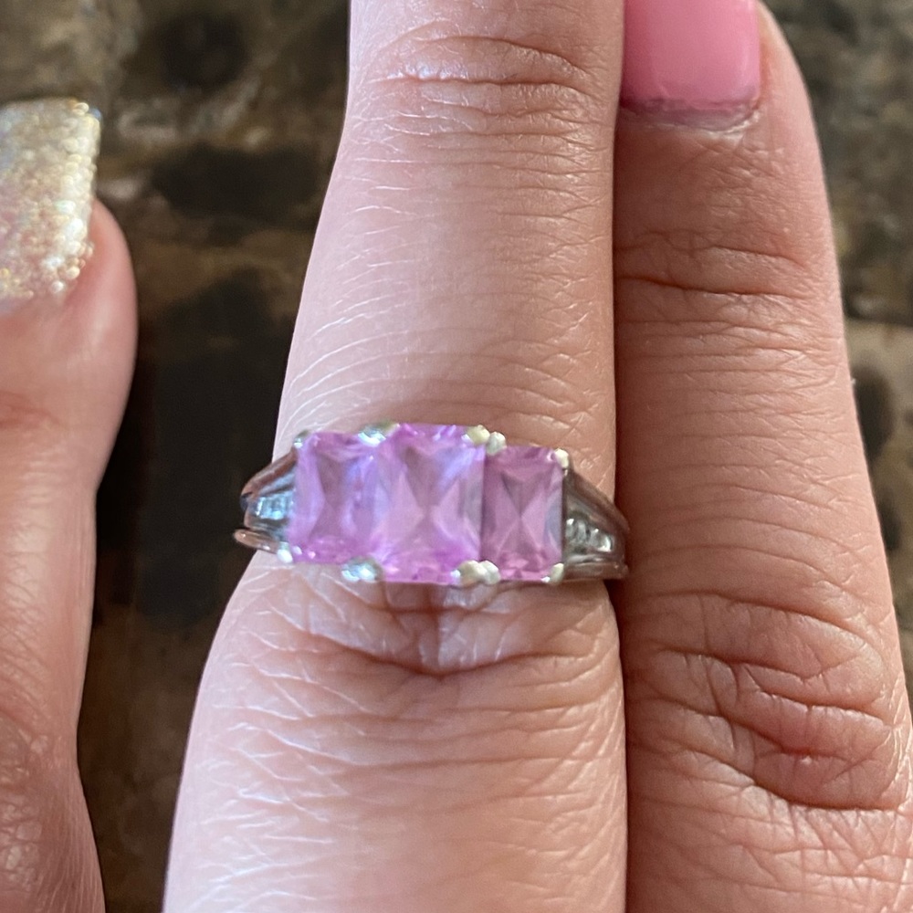 Sterling silver pink sapphire ring